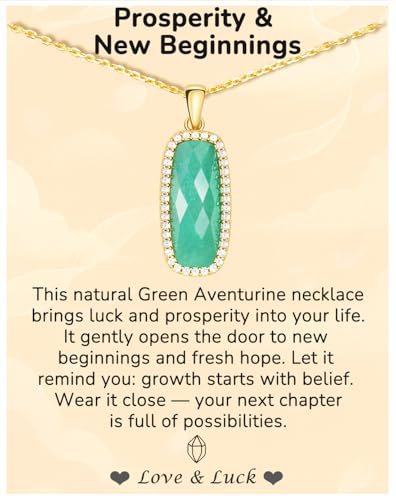 Natural Gemstone New Beginnings Birthday Graduation Gifts 925 Silver Jewelry Plated with 18K Gold Protection Necklace for Women - color: Prosperity & New Beginnings