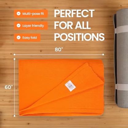 Yogikuti Iyengar Cotton Yoga Blanket Set of One – Thick Handwoven Yoga Blankets for Restorative Yoga, Meditation & Pranayama – Premium Cotton Yoga Blanket for Support & Comfort in Pranayama (Orange)