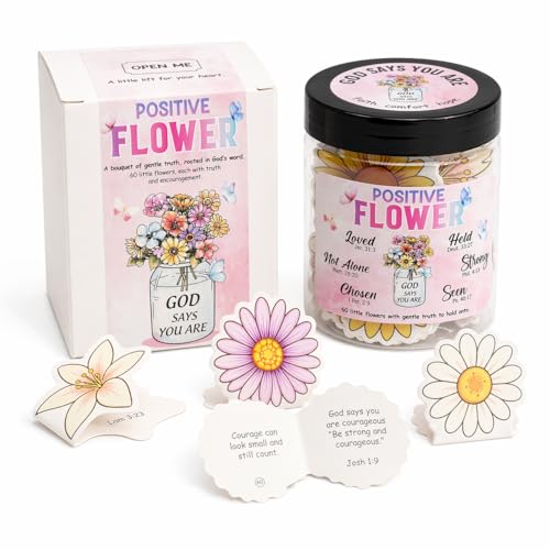 Mothers Day Gifts for Mom from Daughter Son, Positive Flower God Says You Are Jar – 60 Encouragement Bible Verses, Religious Christian Gifts for Women Mom Grandma Mother in Law Wife Daughter Friends - color: PST Flower God Says Jar