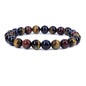 Keleny Gem Semi Precious Gemstones 8mm Natural Quartzite Stone Round Beads Crystal Stretch Bracelet 7 Inch Unisex - color: Multicolor Tiger Eye