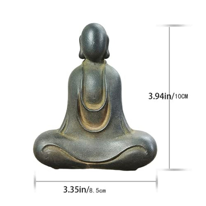 NA Solid Creative Cast Ironfaceless Buddha Statue Figurine, Black Abstract Study Meditation Room Garden Handmade Buddha Statue Sculpture