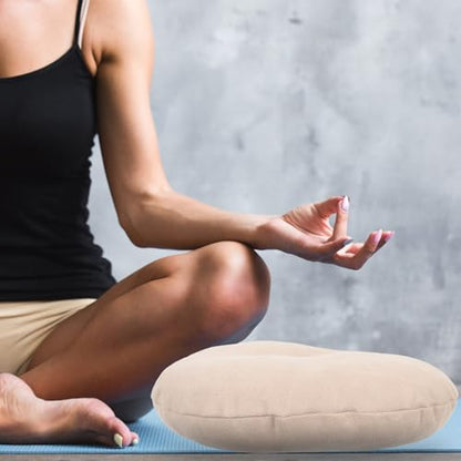 Meditation Yoga Floor Cushion Zabuton Seat Pad Small Linen Color Breathable Tatami Sitting Pillow for Living Room and Bedroom Floor Seating