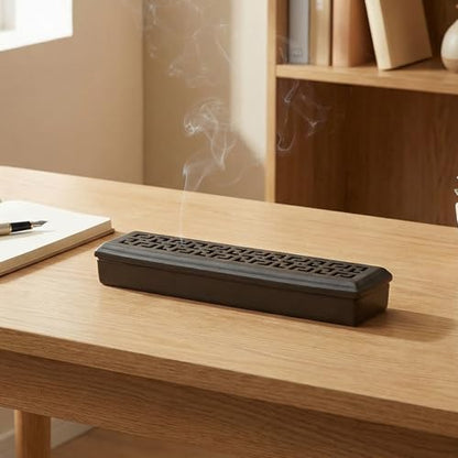 CEREMONY Incense Holder for Sticks, Ceramic Insence-Stick Holder Ash Catcher, Incense Holder Timkburner for Meditation Yoga Spa Room Incense Holder (Lever Brown) - color: Lever Brown