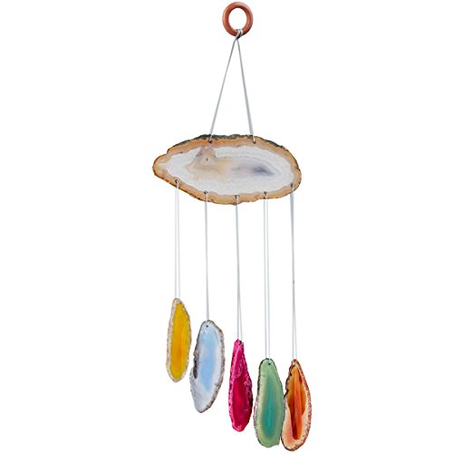 rockcloud Agate Slices Geode Wind Chime Home Garden Decoration Figurine Small Size - color: Colorful