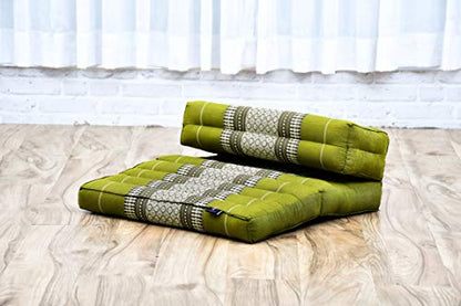 Leewadee Foldable Floor Mattress – 2 in 1 Floor Meditation Mat for Yoga and Relaxation, Seating Futon with Kapok - color: Sf17 - Green