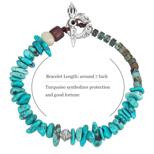 Women Boho Handmade Natural Stone Crystal Leather Bead Wrap Bracelets Collection - style: Turquoise Chips