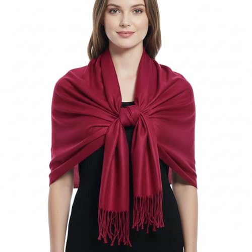 Peach Couture Women’s Pashmina Shawl Wrap – Warm Long Large Scarf for Evening Dress, Bridesmaid, Wedding & Bridal Wear - color: Magenta