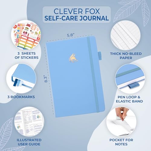 Clever Fox Self-Care Journal – Daily Reflection Notebook – Mental Health & Personal Development Planner, Meditation & Mood Log, A5 (Light Blue) - color: Light Blue, size: A5 (5.8'' x 8.3'')
