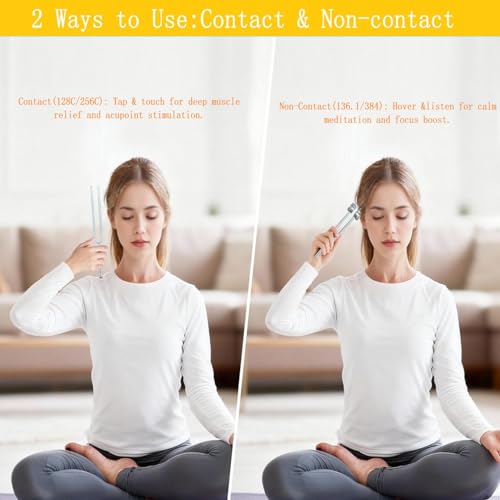 Tuning Fork Set 128Hz,136.1Hz,256Hz,384Hz with Activator Generates Weighted and Unweighted Sounds for Chakra Balancing,Yoga,Meditation and Relaxation