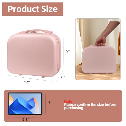 Portable Makeup Case 14inch Cosmetic Case Travel Toiletry Hand Luggage Carrying Case - color: PINK