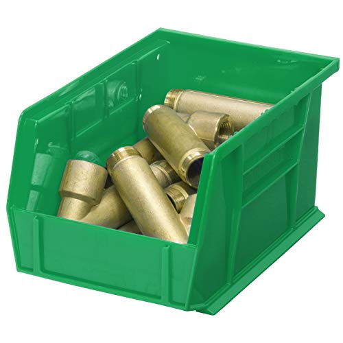 Akro-Mils 30237 AkroBins Plastic Storage Bins, Space-Saving Stackable Bins for Garage, Pantry, Craft Organization, 9" x 6" x 5", Green, 12-Pack - color: Green