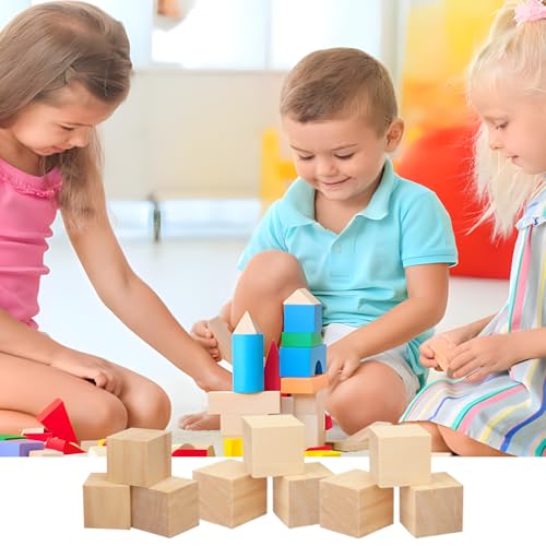 10 Pack Wooden Cubes 3 Inch Craft Quality Wood Blocks Perfect for DIY Projects - size: 10 PCS 3 Inch