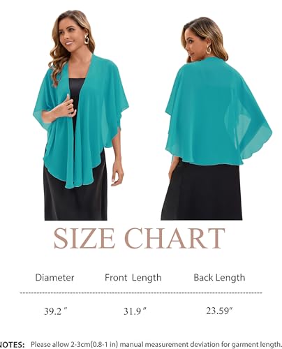 Baoqiya Chiffon Shawl Evening Scarf Shawls and Wraps for Women Wedding Party Bridal Scarves Cover Ups - color: Turquoise