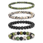 4pcs Beaded Bracelets for Women,Natural Healing Crystal Gemstones Bracelet,Anxiety Stress Relief Bracelet Handmade purple Jewelry Gifts for Women - color: Southern jade&Dalmatian Jasper&Black Obsidian