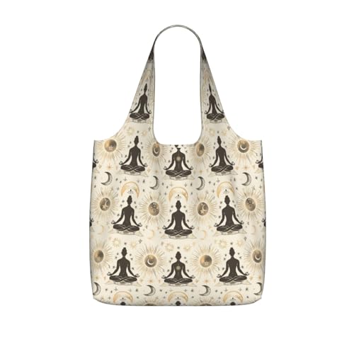 Yoga Meditation (10) For Foldable Shopping Bag, Washable Storage Tote For Work And Travel