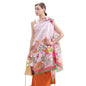 100% Mulberry Extra Large Silk Pashmina Scarf Shawls And Wraps For Women Evening Dress Summer Travel Floral Blanket - color: 76 Green&pink