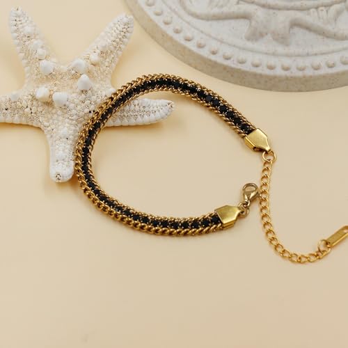 Colorful Tennis Bracelet - Adjustable Boho Stackable Crystal Jewelry for Best Friends Bridesmaids Party Gift Women YA6108 - color: Black