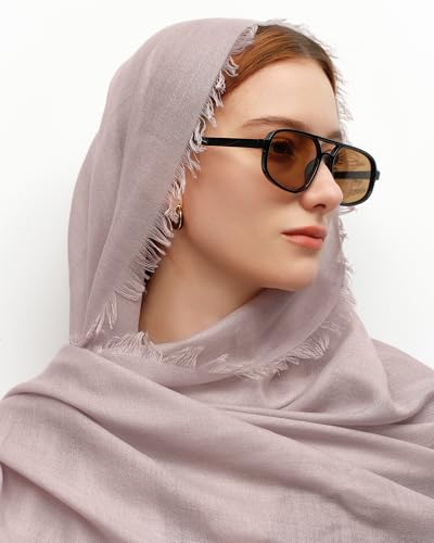 KVSS Women's Fine Knit Shawl, 55% Cashmere 45% Mulberry Silk, X Gauge 120/2NM Yarn Lightweight Spring Summer Wrap Scarf - color: Rosebud