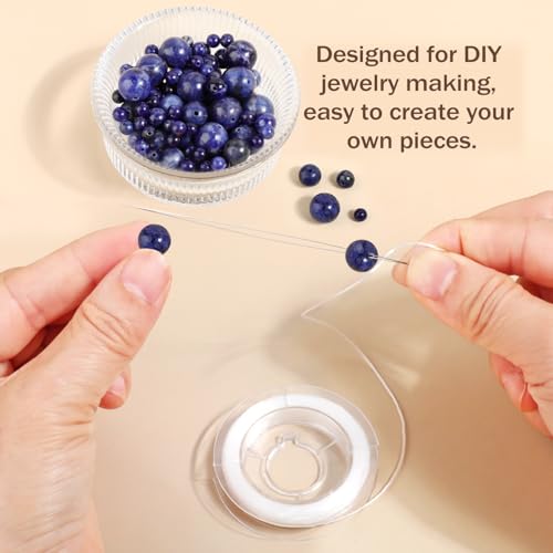 AD Beads 8mm Natural Round Loose Beads 110 Pieces, for Making 108 Mala Prayer Beads Necklace, Bracelet & Yoga Meditation, Jewelry Design (Blue Sodalite) - color: Blue Sodalite, size: 8mm-110pcs