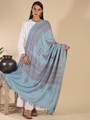 Exotic India Women's Prayer Polycotton Shawl of Gautam Buddha | Religious Buddha Print Soft Weave Stole, Chunni For Girl