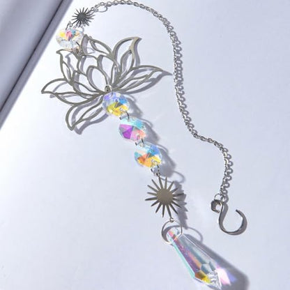 Crystal Wind Chime with Sparkling Beads Outdoor Indoor Hanging Decor for Home Garden Patio Balcony