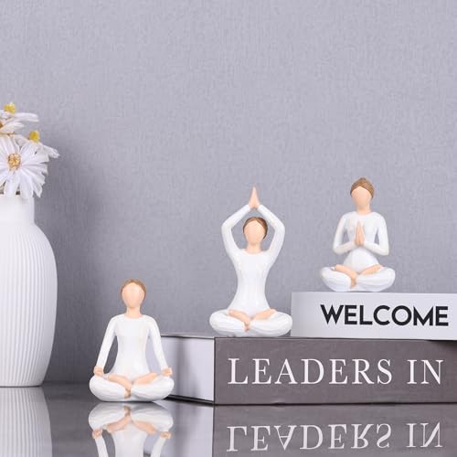 DOVDOV Yoga Figurine Set of 3, Zen Meditation Home Decor, Modern Art Pieces for Living Room Coffee Tables, Offices, Bookshelves, TV Consoles, and Mantelpiece Decorative Sculptures.