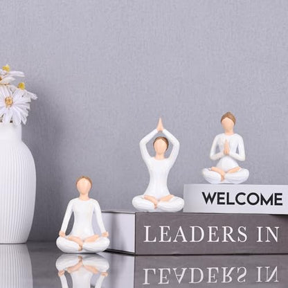 DOVDOV Yoga Figurine Set of 3, Zen Meditation Home Decor, Modern Art Pieces for Living Room Coffee Tables, Offices, Bookshelves, TV Consoles, and Mantelpiece Decorative Sculptures.