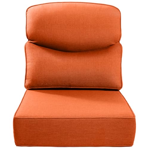 Luxury 24x24x6 Inch Smile Outdoor Cushions - 1 Set Deep Seat Water-Resistant Patio Furniture Replacement Cushion for Wicker Rattan Wood Metal Chair Glider Rocker Loveseat Sofa - Orange - color: Orange/Smile, size: 24x24x6"(Regular Back)