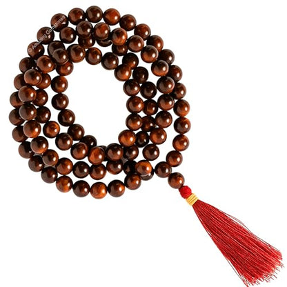 Amazing Gemstone Tiger Eye Mala Saadi - color: Red Tiger Eye, style: Plain