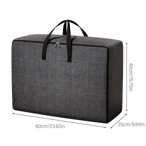 Large Oxford Cloth Storage Bag for Blankets Comforters Bedding, Heavy Duty Organizer Container with Zipper Closure, 27.5 Inches by 19.7 Inches by 11.8 Inches, Dark Gray