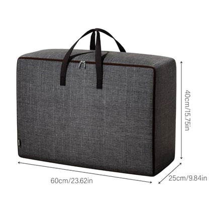 Large Oxford Cloth Storage Bag for Blankets Comforters Bedding, Heavy Duty Organizer Container with Zipper Closure, 27.5 Inches by 19.7 Inches by 11.8 Inches, Dark Gray