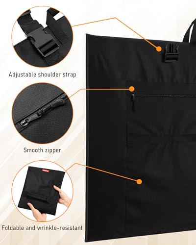 Nicpro Light Weight Art Portfolio Bag, 32 x 42 Inches Waterproof Art Portfolio Case with Shoulder & Handle Carry, for Artwork, Poster, Sketch Drawing, Canvas, Photography, Solar Panel Storage - size: 32 x 42 inches