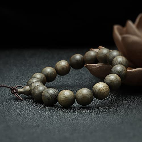 12mm Wooden Bead Bracelet, Natural Gloomy Wood Bead Bracelet, 17 Bead Buddhist Prayer Bead Bracelet, Fashion Hand Served Bead Bracelet, Vintage Wooden Bead Bracelet