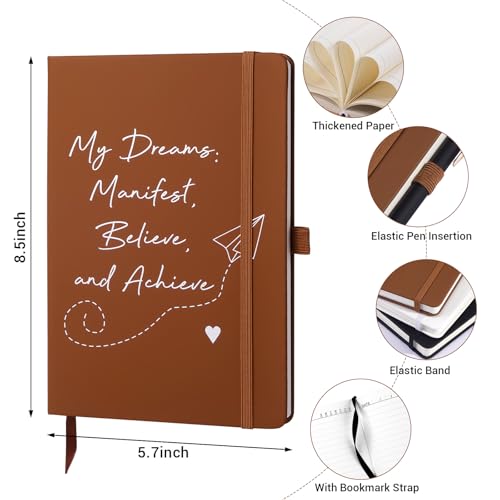 A5 Lined Journal Notebooks for Man, 192 Pages Leather Hardcover Notebooks, 5.7 x 8.5 inch Journaling Notebooks for Work, Writing, School, Black