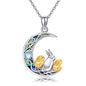 Sterling Silver Cute Animal Pendant Necklace Fox/Snake/Unicorn/Owl on Moon/Rabbit/Horse Necklace Jewelry for Women Mom Sister - style: 2 Bunny