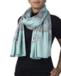 Yoga Scarf Meditation Shawl Large Wrap Hindu Prayer Stole OM print - color: Turquoise