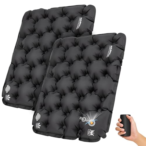 EULANT Inflatable Seat Cushion Lightweight Compact Stadium Seat Pad Camping Travel Air Seat Cushion for Airplane Hiking Bleachers Office Home Sports Events(2PC) - color: Black(2 Pack)