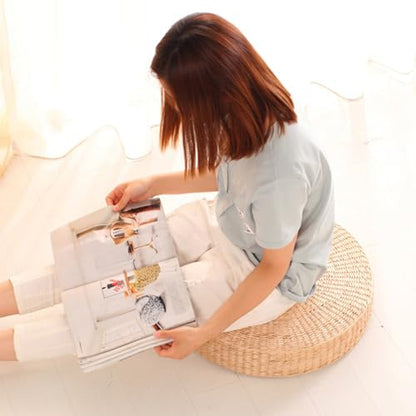 1/2/4 Pcs Tatami Floor Pillow Sitting Cushion, Meditation Floor Pillow, Boho Natural Woven Seat Cushion for Yoga Meditation Mat for Living Room Window Balcony Chair Pad 1 Pcs