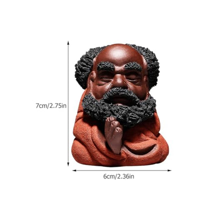 ULTECHNOVO Bodhidharma Desktop Ornament Purple Clay Zen Sculpture Tea Table Decoration Home Décor Accent for Meditation and Indoor Display