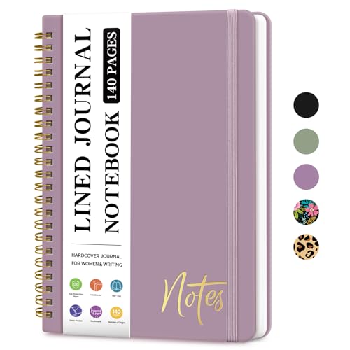 Lined Spiral Journal Notebook for Women, A5 College Ruled Journals for Writing, Hardcover Notebooks for Work, Note taking and Office School Supplies,140 Pages - Purple