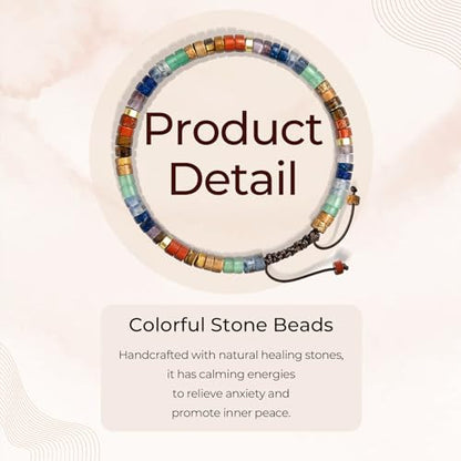 Thank You Gifts for Women: Teacher Appreciation Office Gifts for Coworkers Employee Boss Lady Manager Colleague Natural Stone Bracelet - color: Rainbow-BIG