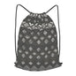 Grey Tribal Drawstring Backpacks Polyester Bag For Yoga Meditation Fitness - size: Small