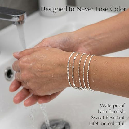 Dainty Gold Bracelet for Women Stack, Thin Bracelets Stackable Set with Bangle Cuff, Box, Herringbone, Paperclip, Figaro, Sparkling Link Chains Waterproof, Simple Jewelry Gifts for Women Non Tarnish - color: Silver-cuban/cuff/heart/beaded/twisted/rope