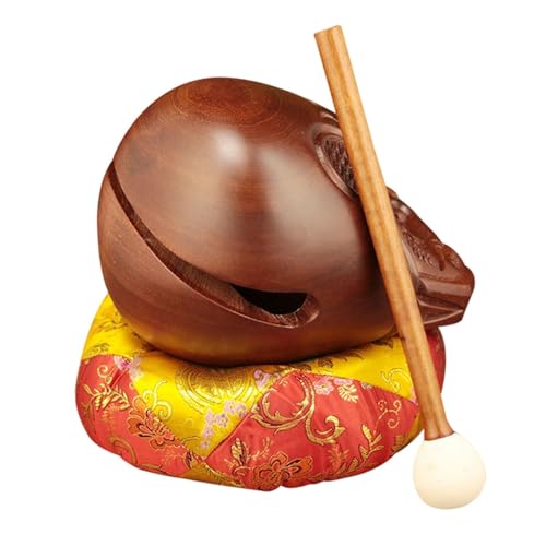 DYNWAVE Temple Block Mokugyo Musical Instrument Desktop Decoration Wood Percussion Instrument for Office Counter Meditation Yoga, 3.5 Inch
