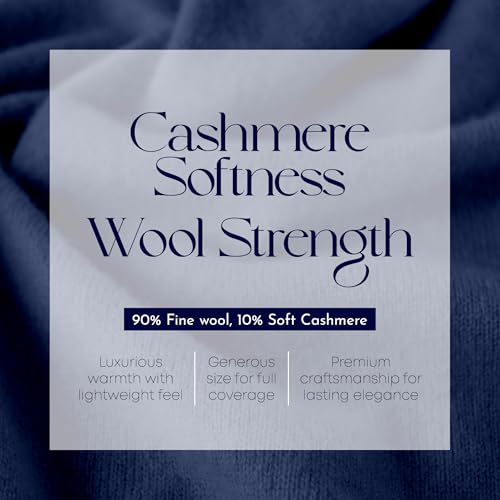 Velanio Cashmere Luxury Knitted Wrap Travel Shawl Scarf, Pashmina Stole, All-Season Scarf for Women Cashmere Wool Blend - color: Hale Navy