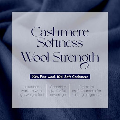 Velanio Cashmere Luxury Knitted Wrap Travel Shawl Scarf, Pashmina Stole, All-Season Scarf for Women Cashmere Wool Blend - color: Hale Navy