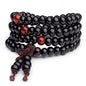 108 Mala Wooden Beads Bracelet Necklace Elastic Healing Wood Sandalwood Seed Buddhist Bracelet for Women Men Buddha Prayer Meditation Jewelry - color: F 1pc 8mm black