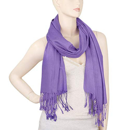 Falari Women's Soft Solid Color Pashmina Shawl Wrap Scarf, for Wedding, Bridesmaid Gifts, Evening Dress - color: Lavender