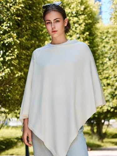 Lacretazhi Women'S Shawl Wraps Poncho Sweater Lightweight Knit Scarf With Buttons Versatile Cape Cardigan Spring Summer Fall - color: White