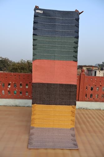 Jaipur art & Rugs Cotton Yoga Mat - Eco-Friendly Hand-Woven Rug - Non Slip & Thick (24”x72”x5mm) for Everyday Fitness at Home - Comfortable Extra-Long - color: Multicolor 6